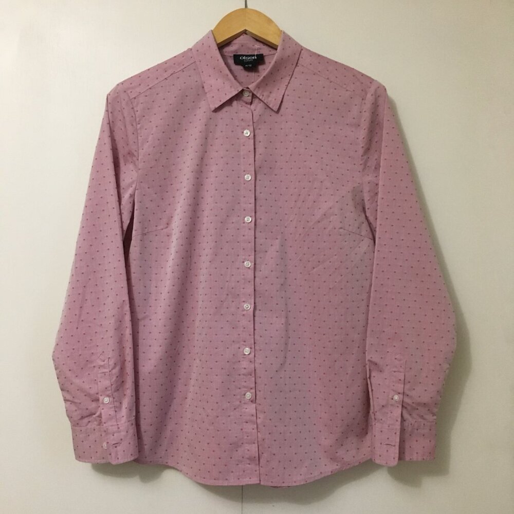 OLSEN Europe Micro Polka Dot Cotton Blend Dress Shirt - M/10